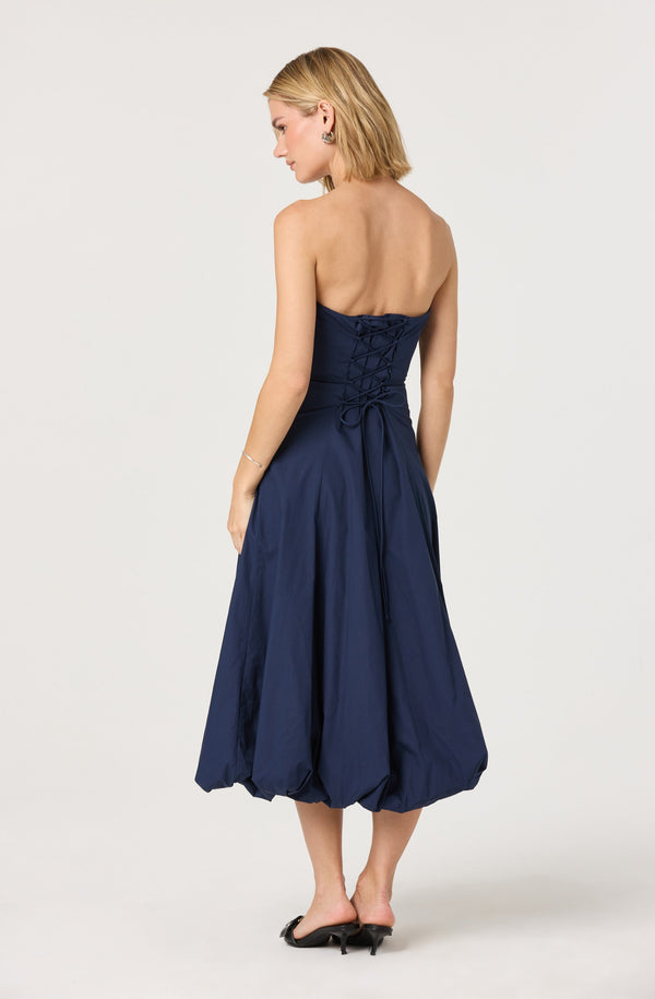 Astr The Label Lace Up Strapless Bubble Dress
