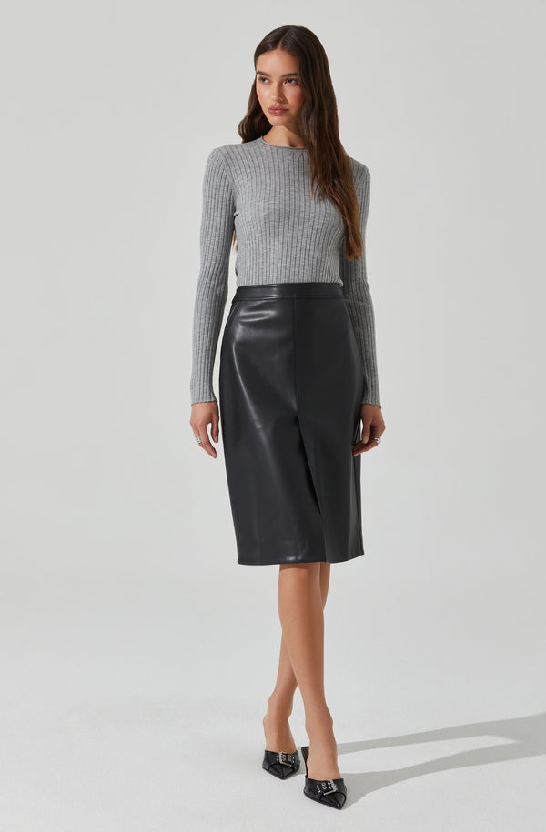 Astr The Label Ladonne Faux Leather Midi Skirt