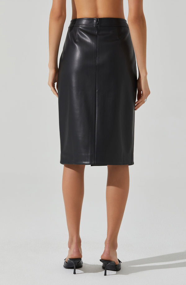 Astr The Label Ladonne Faux Leather Midi Skirt
