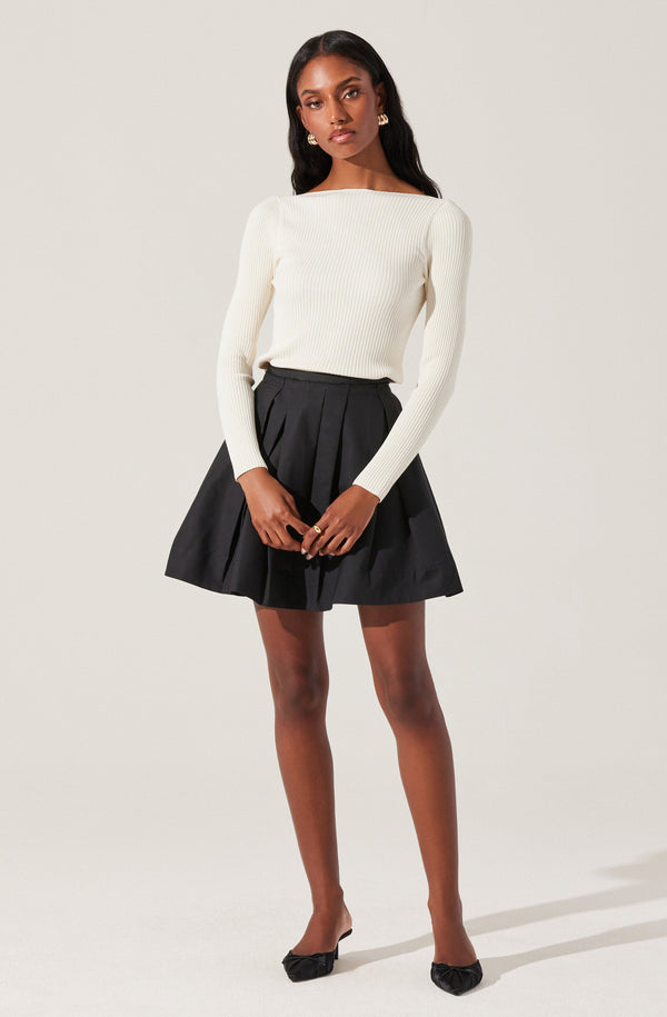 Astr The Label Lauryn Contrast Bow Back Sweater