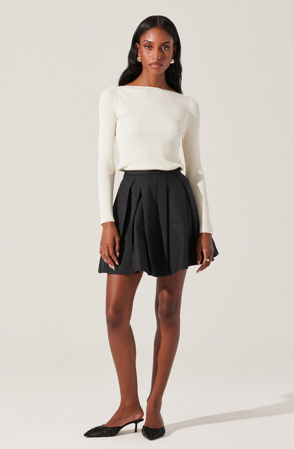 Astr The Label Lauryn Contrast Bow Back Sweater