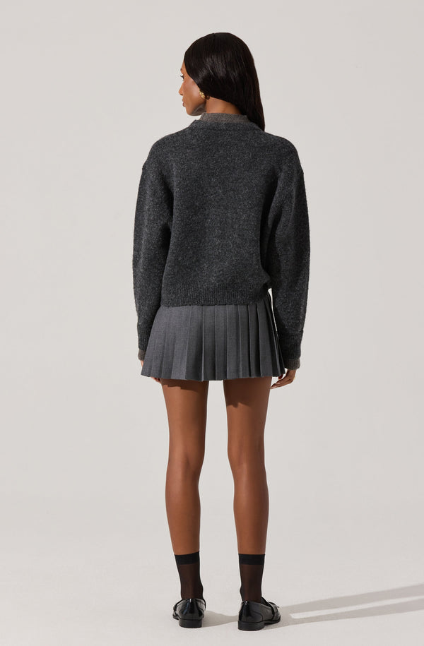 Astr The Label Layered Turtleneck Cardigan Sweater