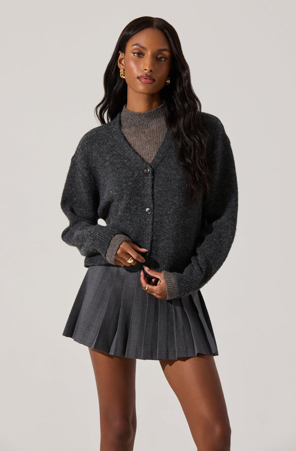 astr the label Layered Turtleneck Cardigan Sweater