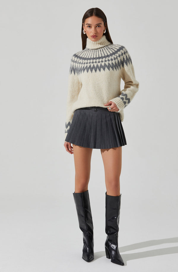 Astr The Label Leka Fair Isle Turtleneck Sweater