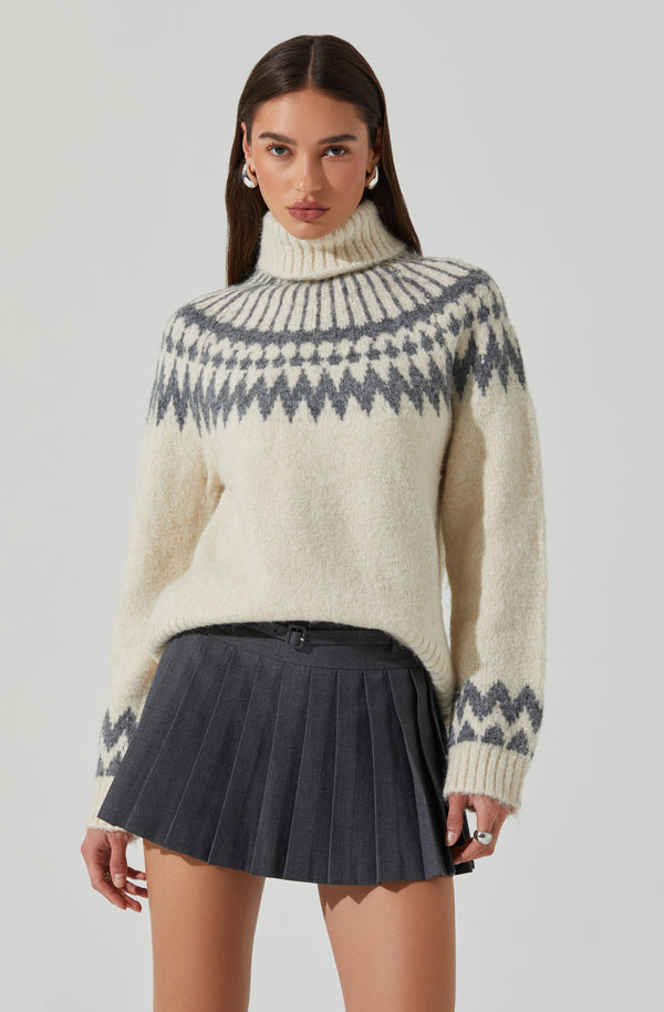 astr the label Leka Fair Isle Turtleneck Sweater