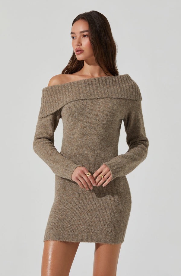Astr The Label Leya Off Shoulder Sweater Dress