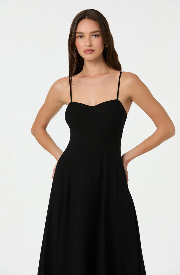 Astr The Label Linen-Blend A-Line Midi Dress