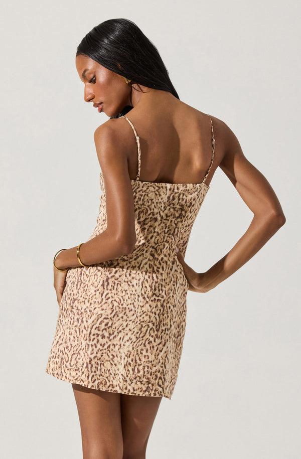 Astr The Label Linen Leopard Mini Dress