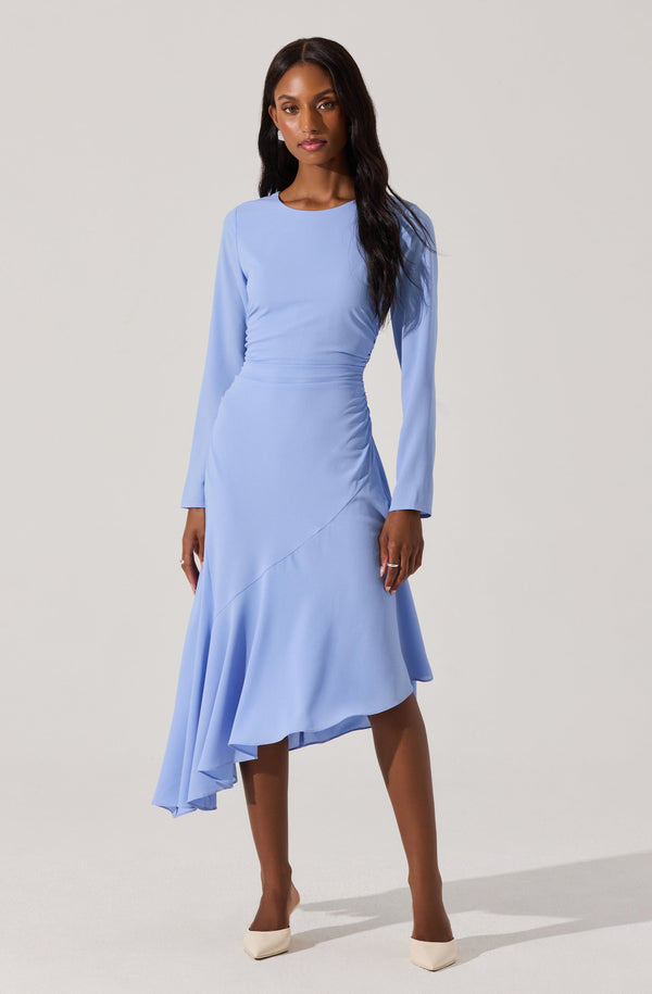 Astr The Label Long Sleeve Asymmetrical Hem Dress