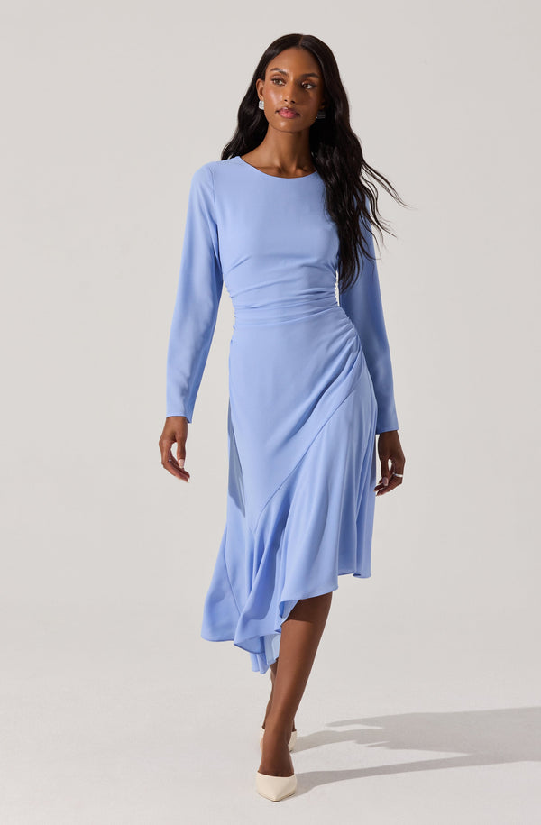 astr the label Long Sleeve Asymmetrical Hem Dress