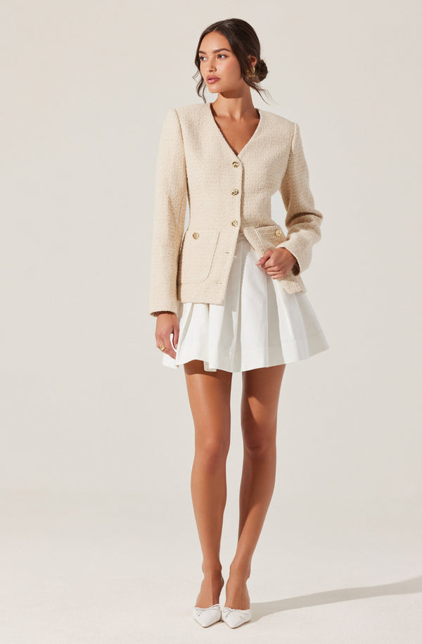 Astr The Label Lysanor Collarless Tweed Jacket