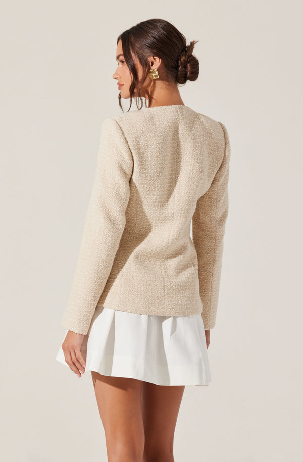 Astr The Label Lysanor Collarless Tweed Jacket