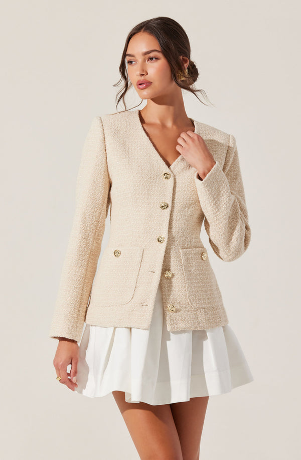 astr the label Lysanor Collarless Tweed Jacket