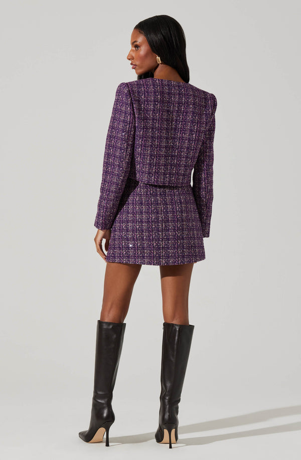 Astr The Label Lyssa Tweed Cropped Jacket