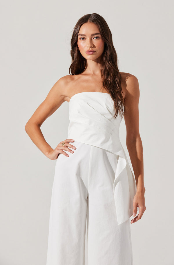 Astr The Label Maciel Strapless Pleated Jumpsuit