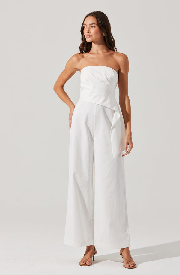 Astr The Label Maciel Strapless Pleated Jumpsuit