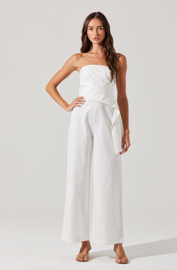 astr the label Maciel Strapless Pleated Jumpsuit