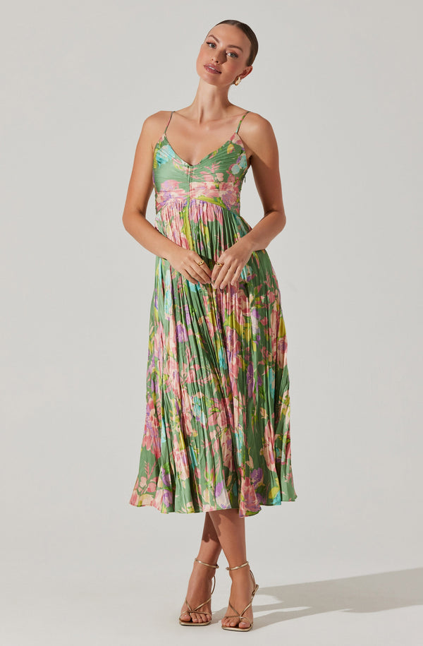 astr the label Maeve Printed Pleated Midi Dress