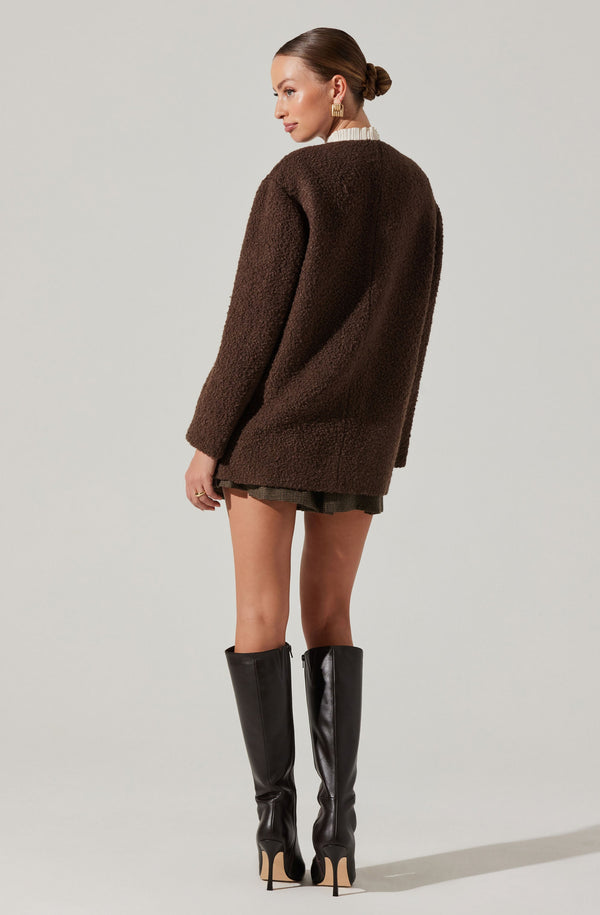 Astr The Label Maidy Boucle V-Neck Coat