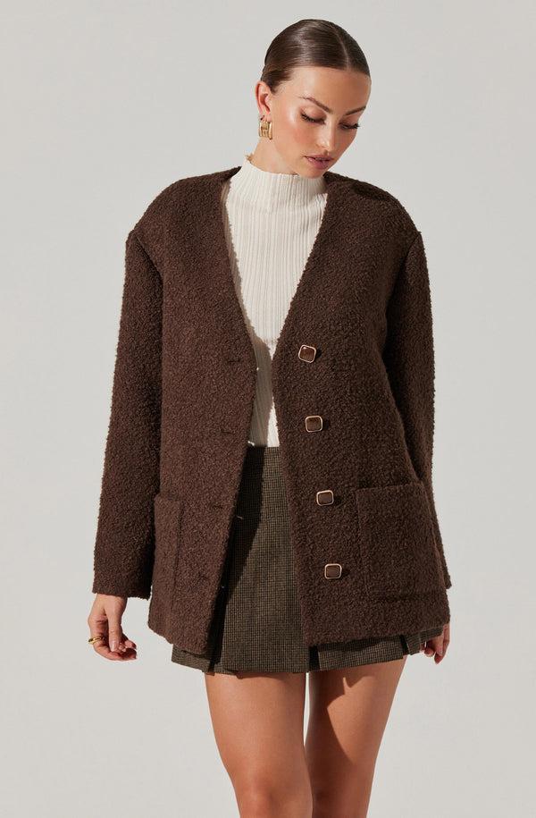 astr the label Maidy Boucle V-Neck Coat