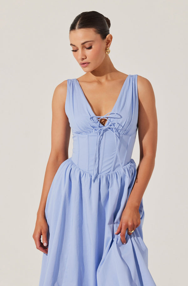 Astr The Label Maili Corset Poplin Midi Dress