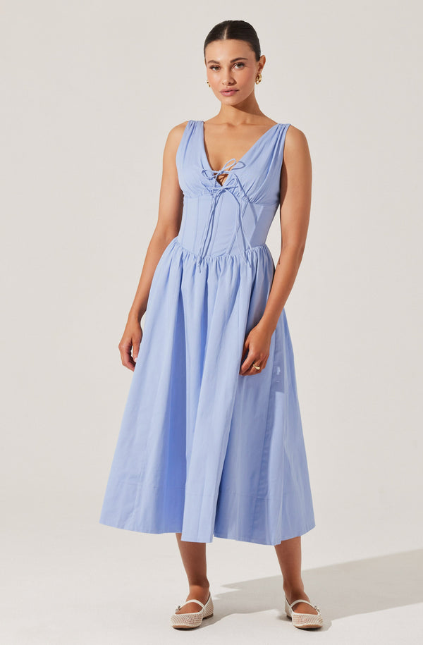 Astr The Label Maili Corset Poplin Midi Dress