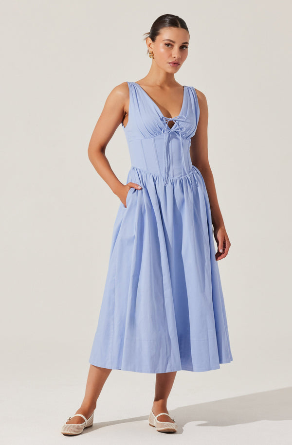 astr the label Maili Corset Poplin Midi Dress