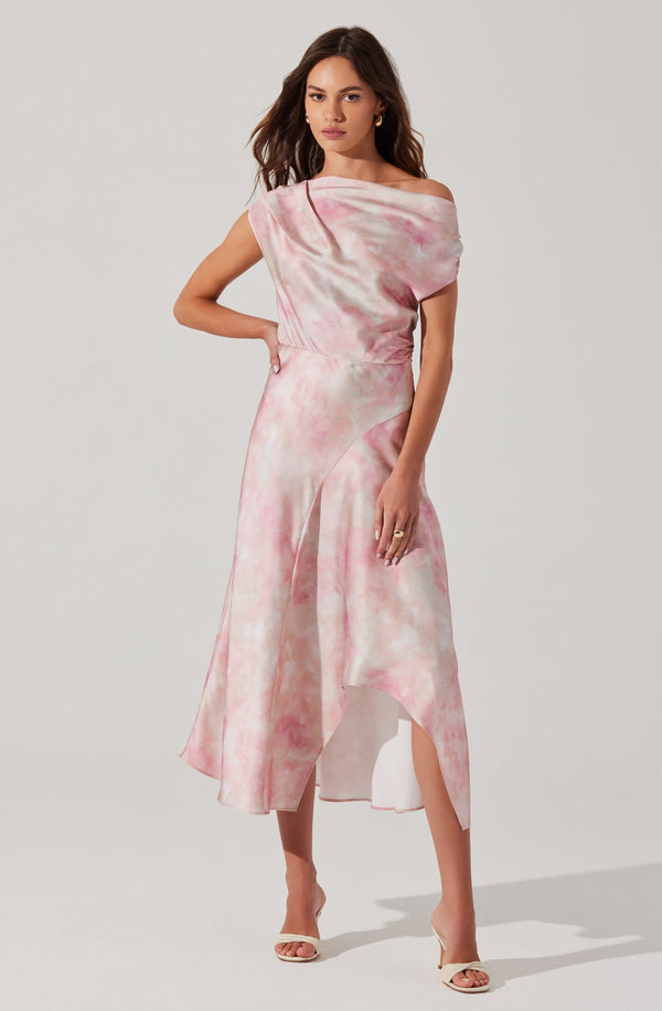 Astr The Label Mairyn Tie Dye Satin Dress