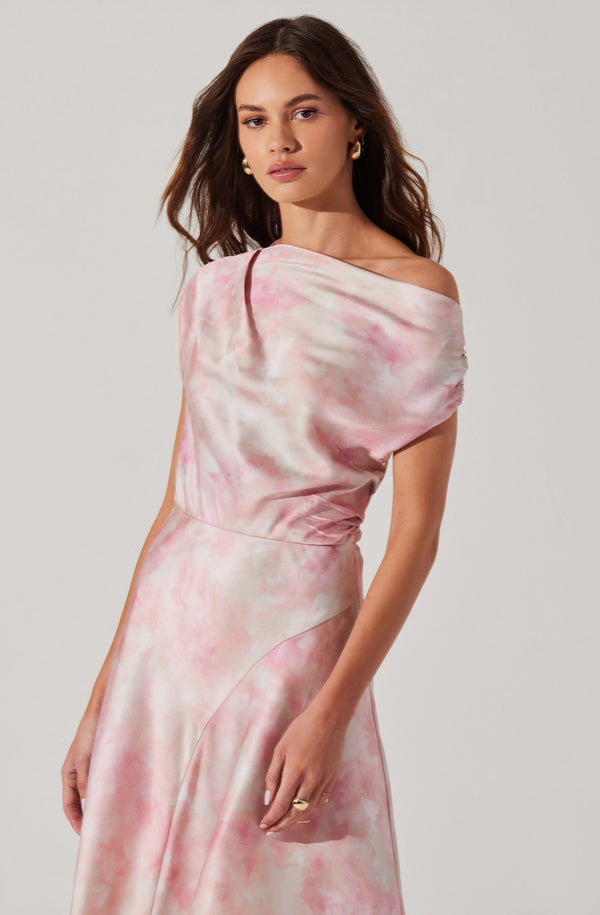 Astr The Label Mairyn Tie Dye Satin Dress