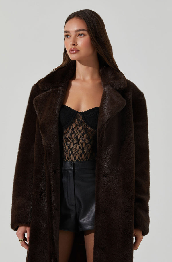 Astr The Label Maisie Faux Fur Longline Coat