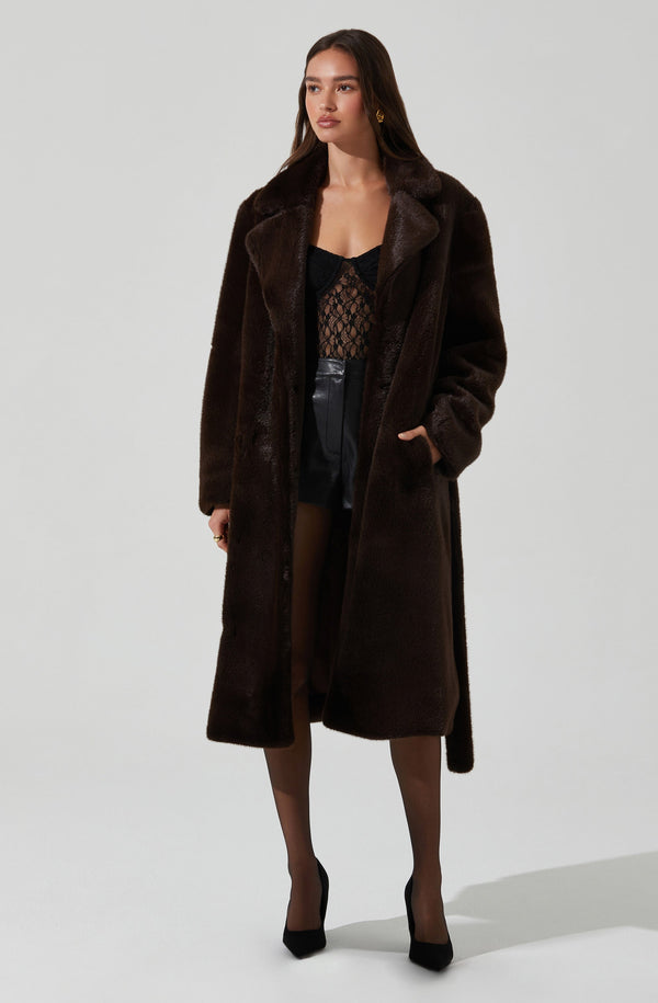 Astr The Label Maisie Faux Fur Longline Coat