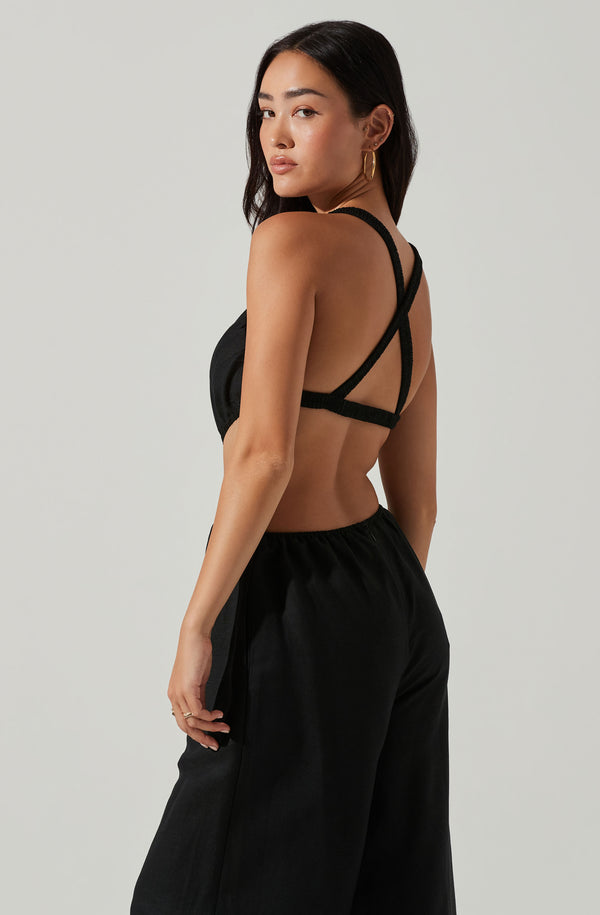 Astr The Label Marise Cutout Wide Leg Jumpsuit
