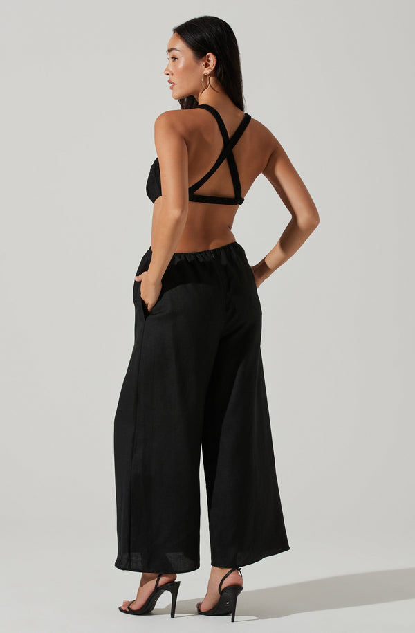 Astr The Label Marise Cutout Wide Leg Jumpsuit