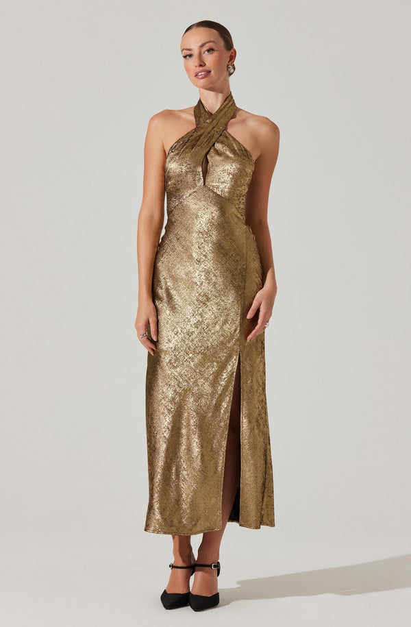 Astr The Label Marissa Halter Neck Midi Dress
