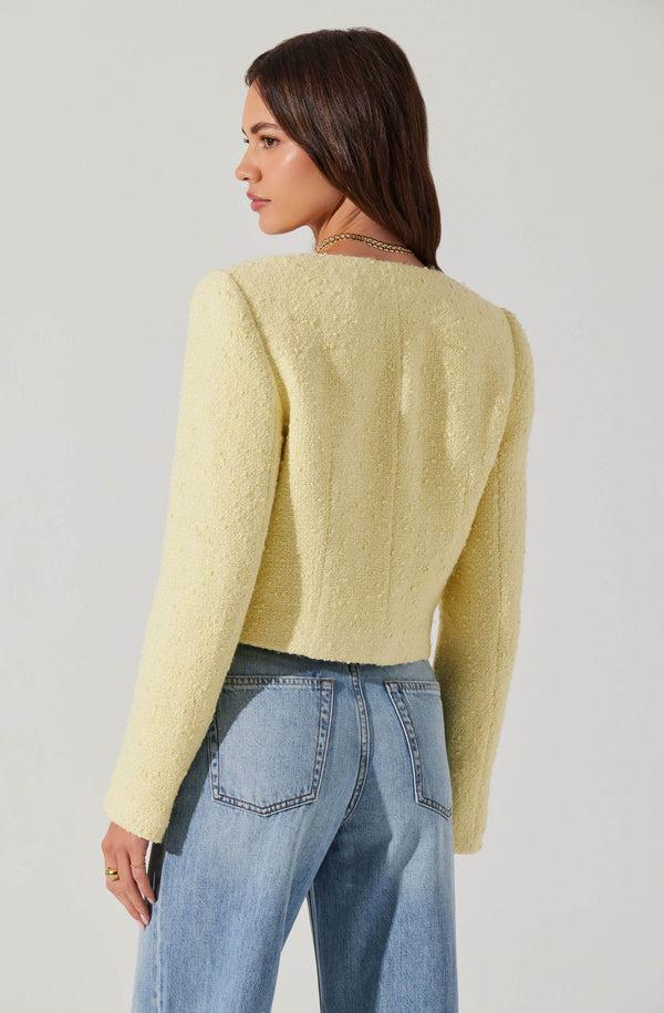 Astr The Label Marleigh V-Neck Tweed Jacket