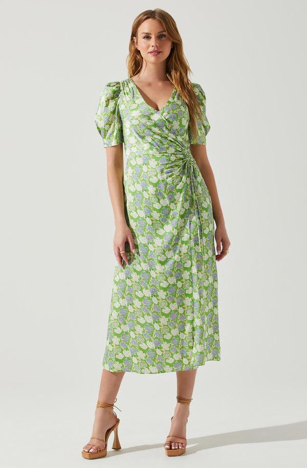astr the label Martina Floral Ruched Midi Dress