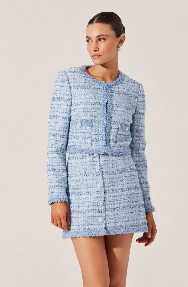 Astr The Label Mavey Tweed Contrast Trim Skirt