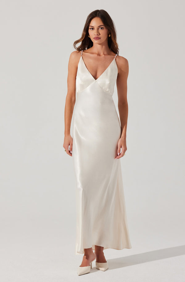 Astr The Label Maxime Pearl Straps Maxi Dress