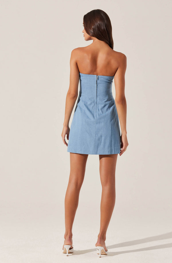 Astr The Label Mazzei Strapless Denim Mini Dress
