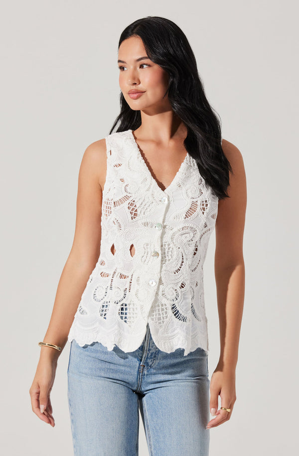 Astr The Label Meira Crochet Vest