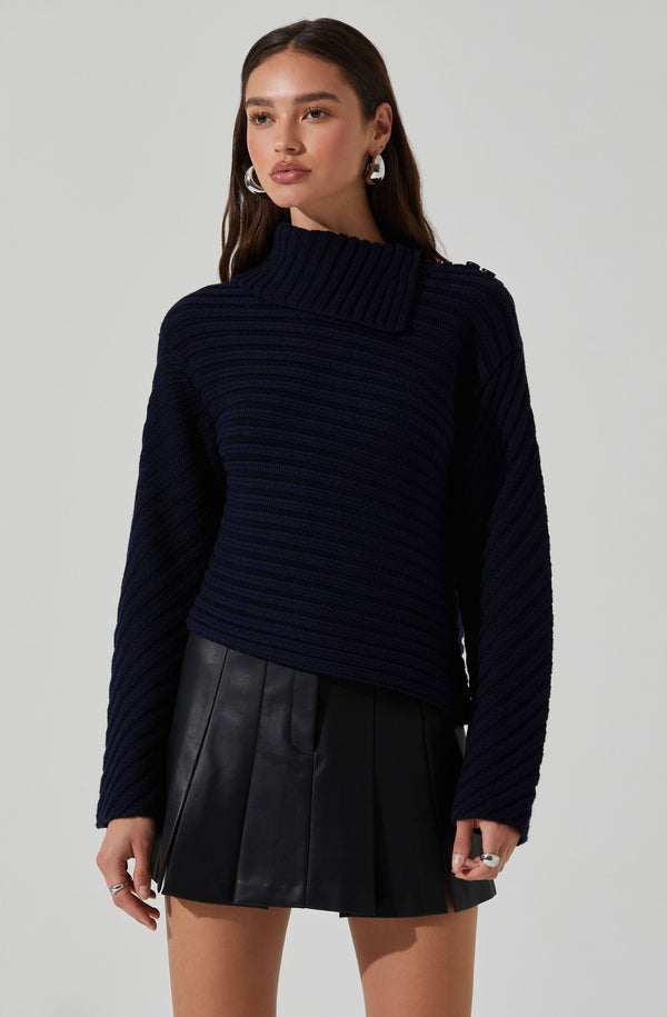 astr the label Melita Folded Collar Ribbed Sweater
