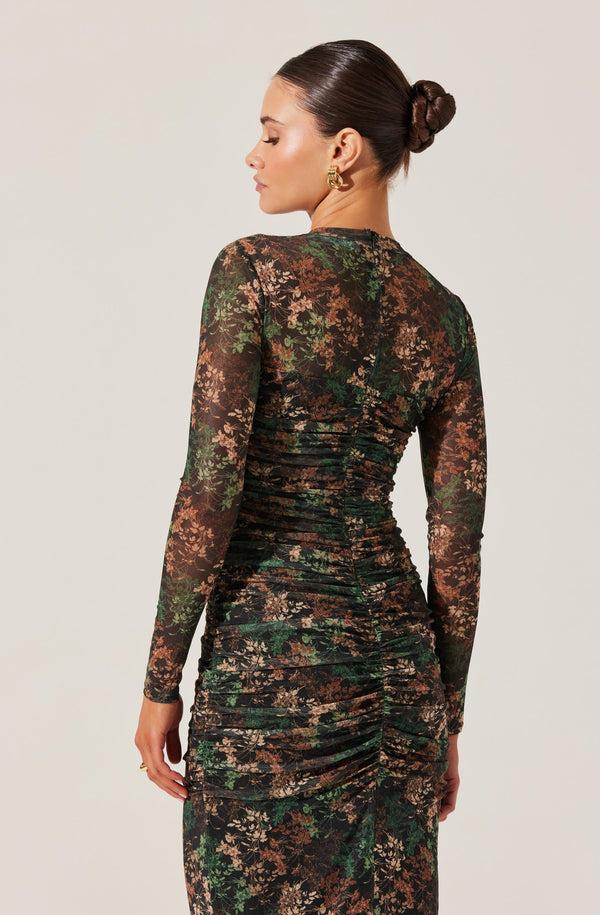 Astr The Label Mesh Sweetheart Ruched Maxi Dress