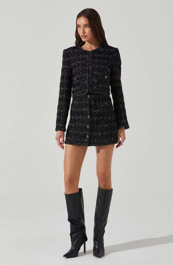 Astr The Label Milena Boxy Tweed Jacket