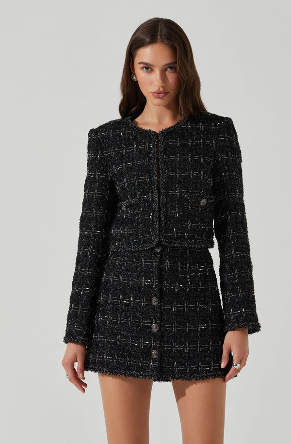 Astr The Label Milena Boxy Tweed Jacket