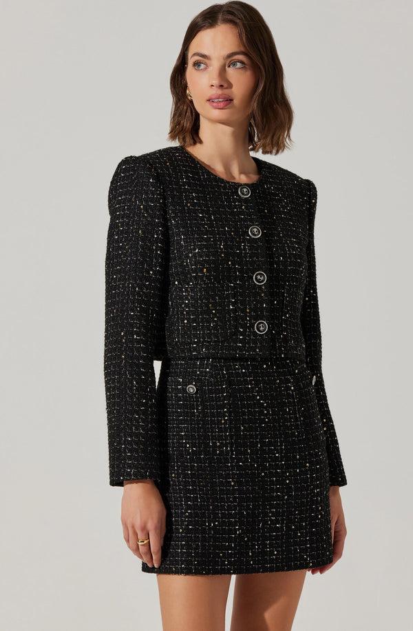 Astr The Label Milena Cropped Tweed Jacket