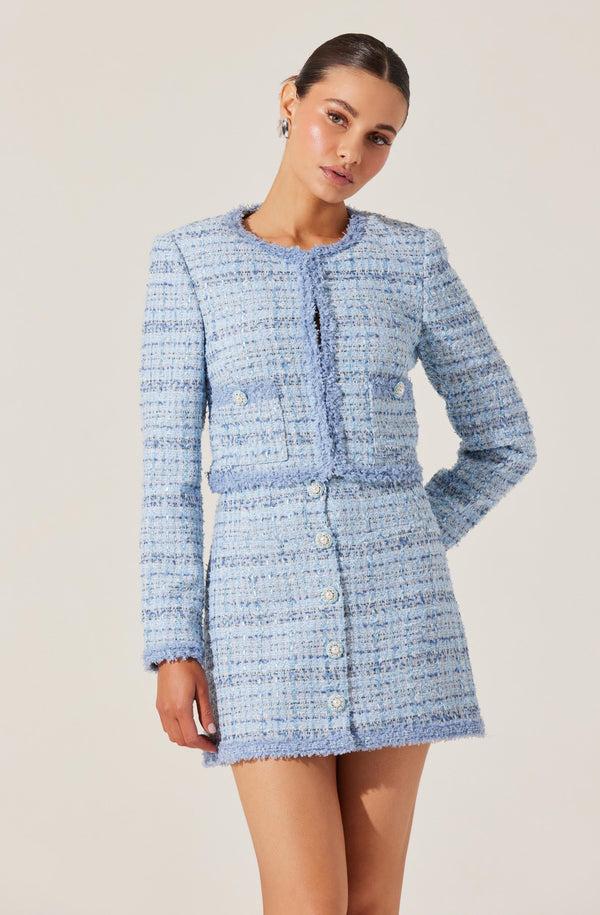 Astr The Label Milena Tweed Contrast Trim Jacket