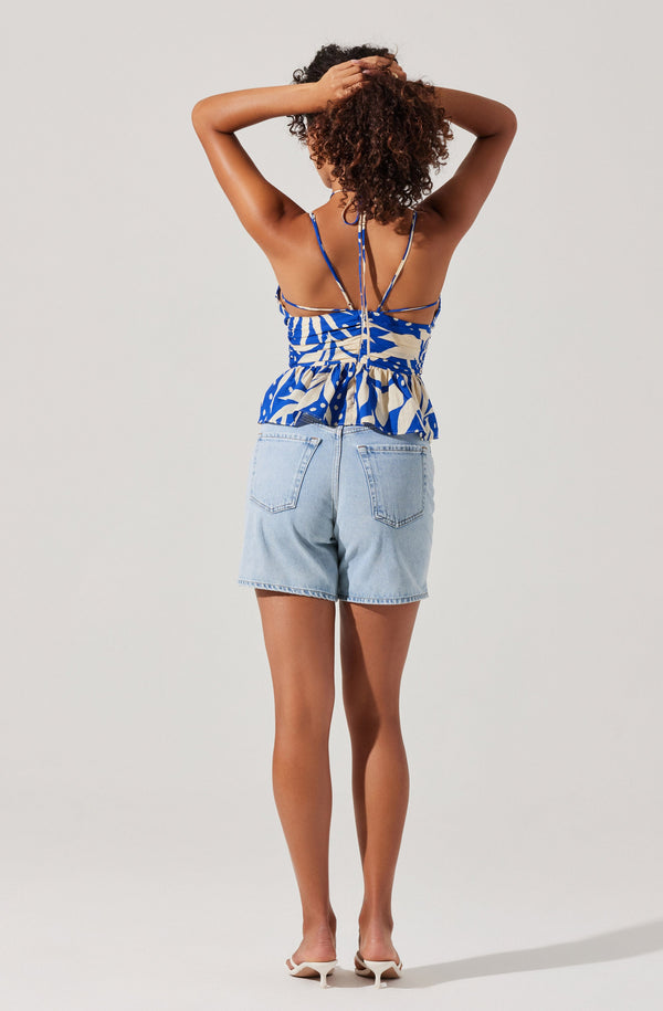 Astr The Label Minka Linen-Blend Peplum Top