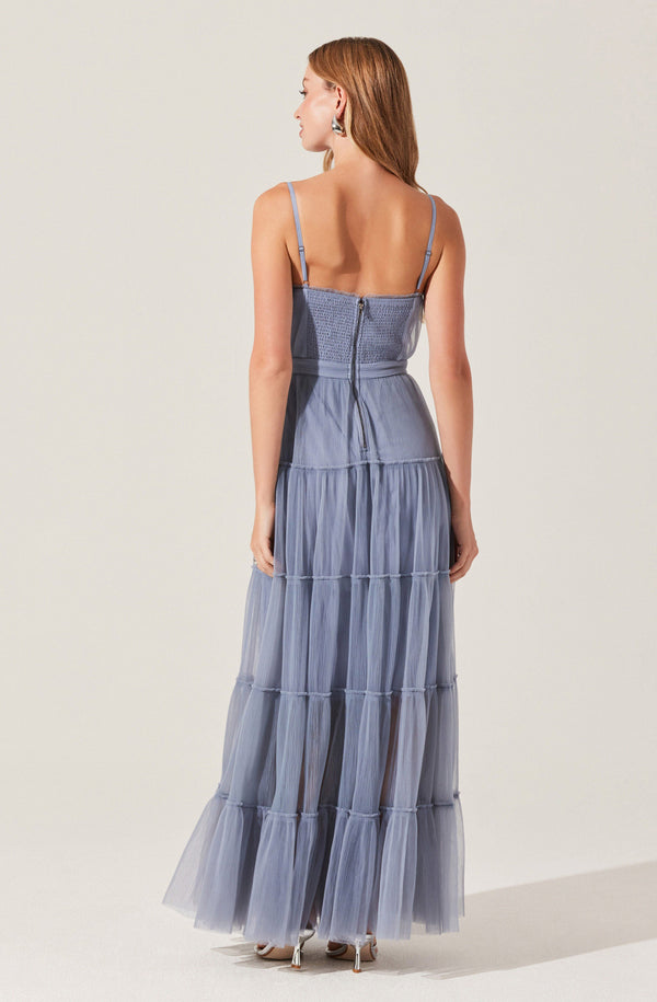 Astr The Label Mireya Bustier Tulle Maxi Dress