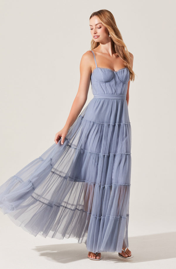 astr the label Mireya Bustier Tulle Maxi Dress