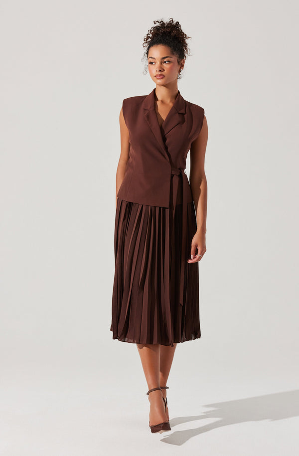 Astr The Label Mixed Media Vest Wrap Dress